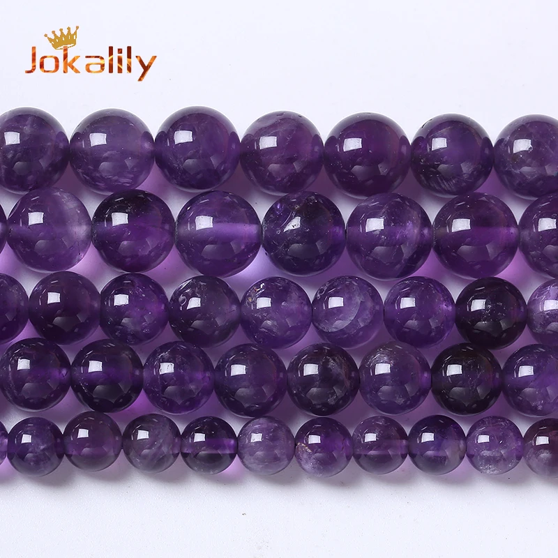 7A Natural Amethysts Beads Purple Crystal Quartz Stone Round Beads For Jewelry Making Diy Bracelets Necklaces 4 6 8 10 12mm 15