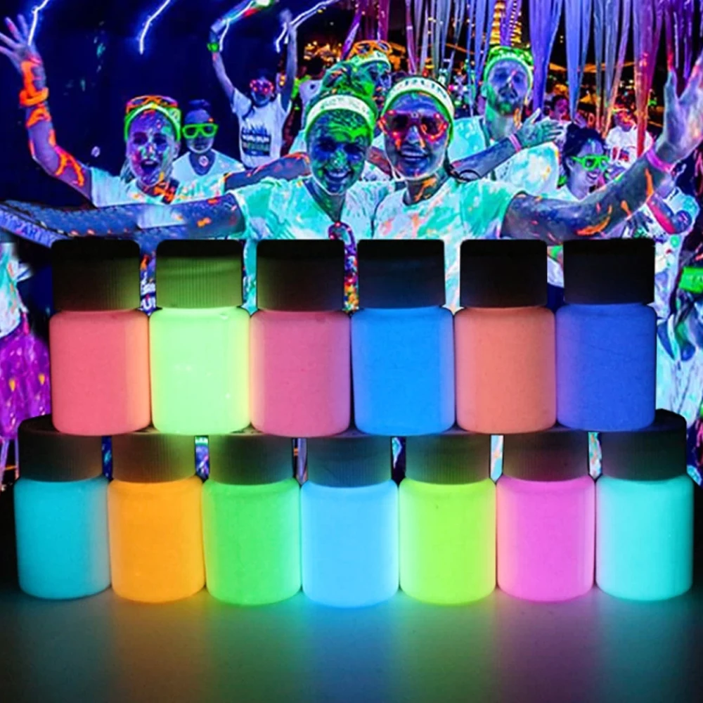 20 جرام مضيئة يتوهج في الظلام الصباغ مسحوق الأظافر ل Noctilucent الوجه اللوحة الايبوكسي الاكريليك الطلاء مسمار توهج مسحوق للحزب
