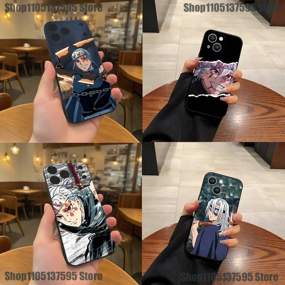 

Anime Tengen Uzui Phone Case For iPhone 17,16,15,14,13,12,11,Pro,XS,Max,XR,Plus,E,SE4,Mini Black Soft Cover