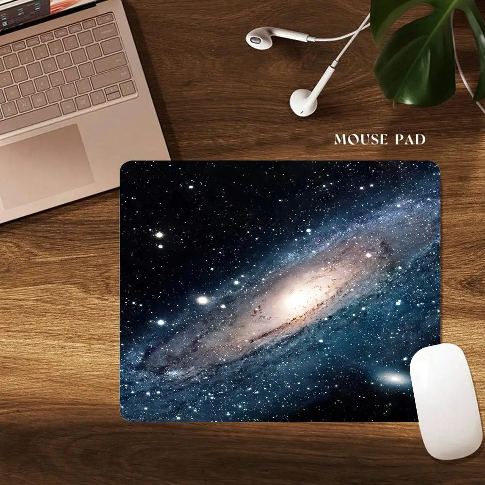 Cosmic Starry Sky Small Mouse Pad Desk Mat with Stitched Edge Rubber Anti-Slip Base PC Accessories Gaming Mat Mouse Pads