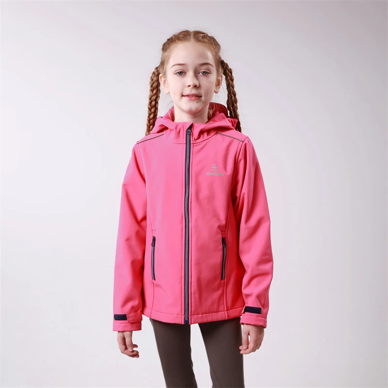 Children Outdoor Hardshell Fleece Functional Waterproof Windbreaker Hooded Girls Spring Sports Hiking Coat Teenagers Kids Jacket