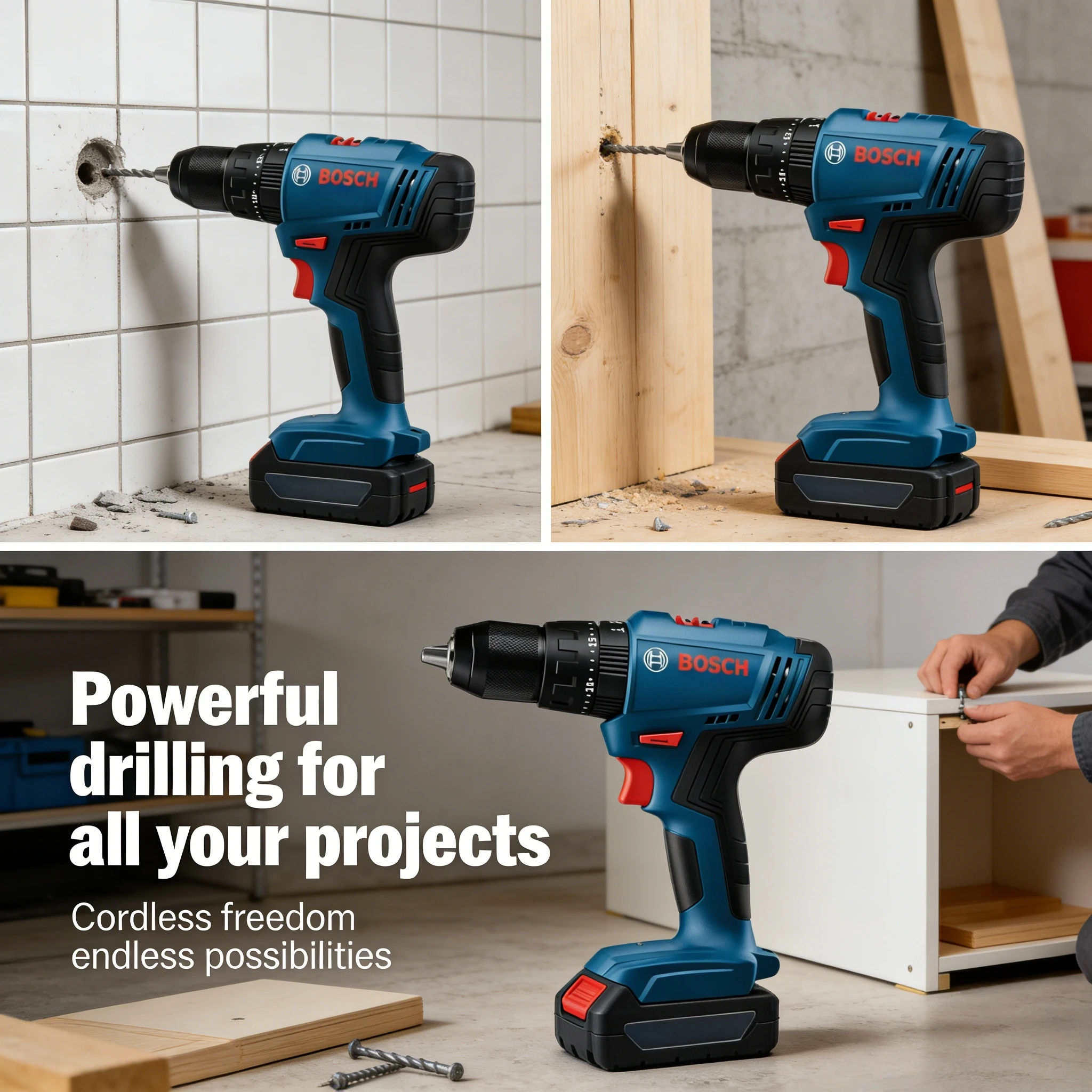 BOSCH GSB 183-Li Wireless Drill Built-in Bright LED Light Compact Body Narrow Space Repair Power Tool