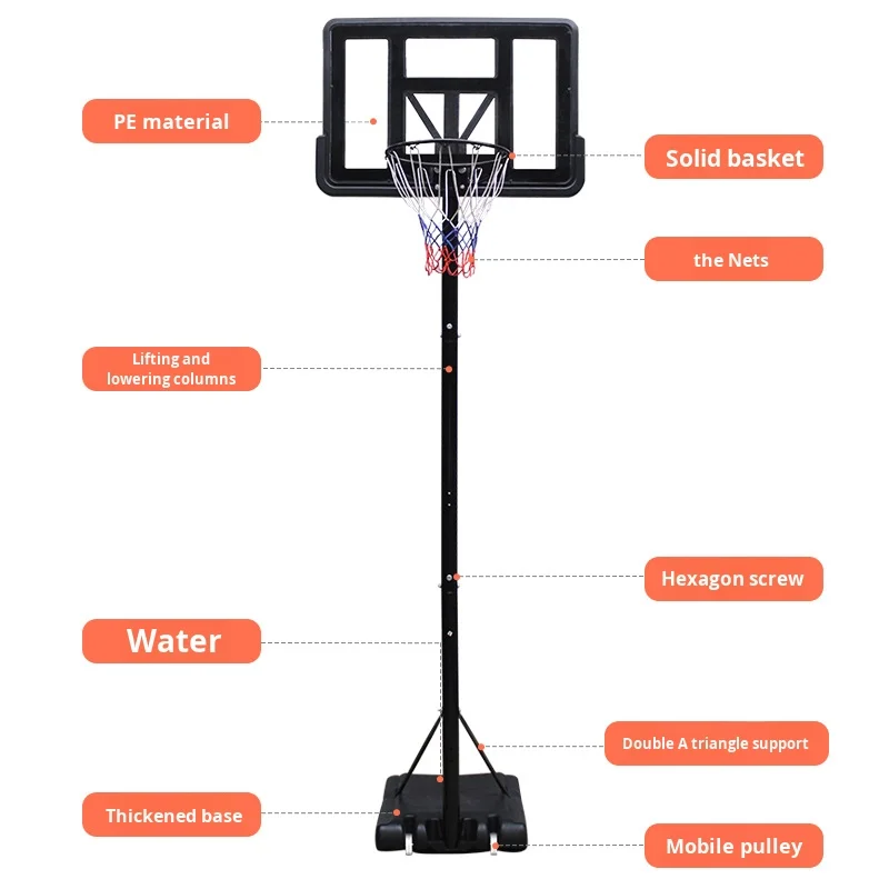 2026 Adjustable Plastic Basketball Hoop for Adults Children Movable Indoor Outdoor Standard Height Portable Home Court Equipment