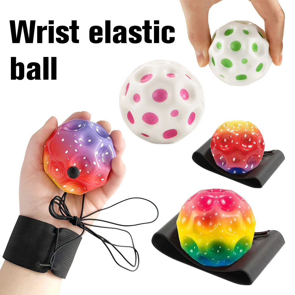 극도로 높게 튀는 달공 – 스트레스 해소 장난감, 손목 스트랩이 있는 야외 스포츠 공, 노인을 위한 장난감, 재미있는 파티 선물