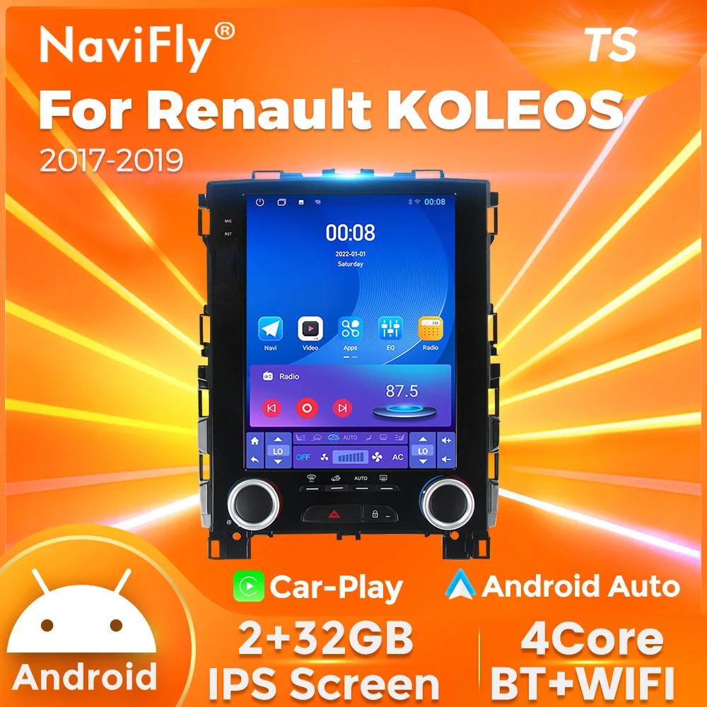 NaviFly Radio Audio Multimedia mobil, navigasi GPS 9.7 inci untuk Renault KOLEOS 2017-2019 layar IPS Android AUTO 5GWIFI all in one