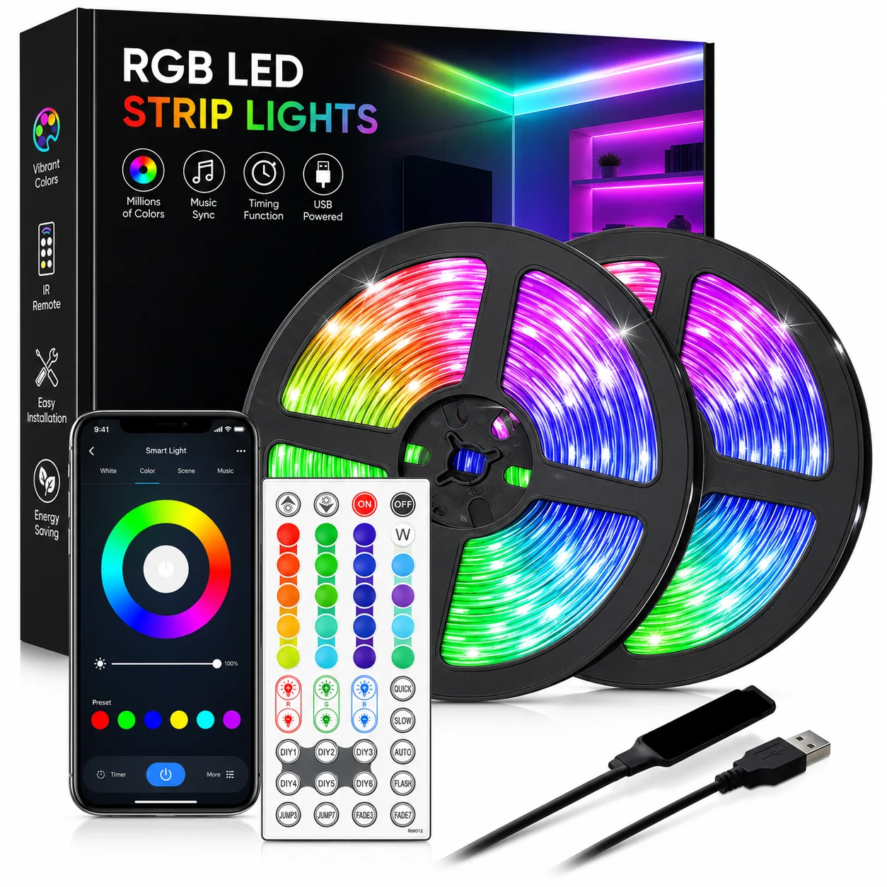LTG-GEE RGB LED Strip Lights Music Sync USB 5V Remote Control Led Ribbon Flexible Lamp For Room Party TV Desk Bedroom Decoration