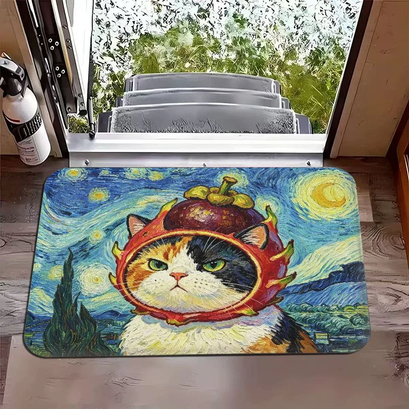 VIKAMA Cute Two Fists Welcome Door Mat, Non-Slip Entrance Rug for Bathroom & Foyer, Cheerful Home Entry Decor