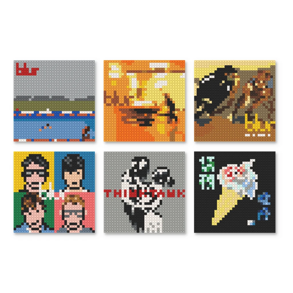 

Band B-Blur Poster Album Cover Building Blocks Mosaic Pixel Art Brick Painting DIY Bar Cafe Art Painting Decoration