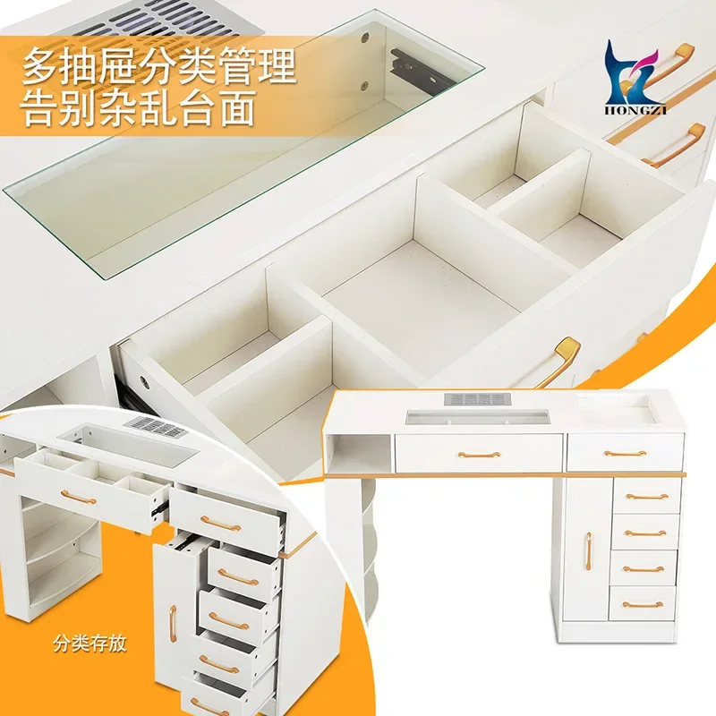 LH3 simple manicure table, built-in vacuum cleaner, multi-layer drawer partition storage manicure table