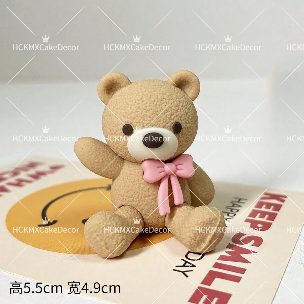 Niedlicher Teddybär-Kuchenaufsatz mit Fliege, Baby-Kuchendekoration für Kindergeburtstage und Gender-Reveal-Partys – Detail 8