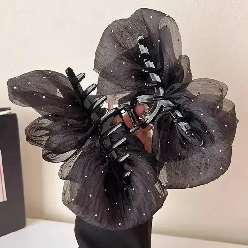 كبير القوس شبكة دبوس الشعر مزاجه أنيقة النساء مشبك شعر مقاطع الأميرة غطاء الرأس موضة انتزاع كليب أنثى إكسسوارات الشعر