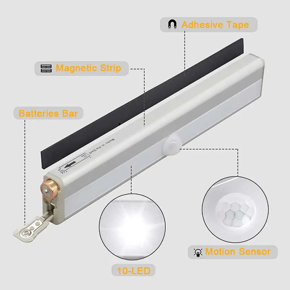 PIR Motion Sensor LED Cabinet Light 6 /10 Led Automatic Sensor Wardrobe Closet Light Drawer Night Light Lamp for Kitchen Bedroom