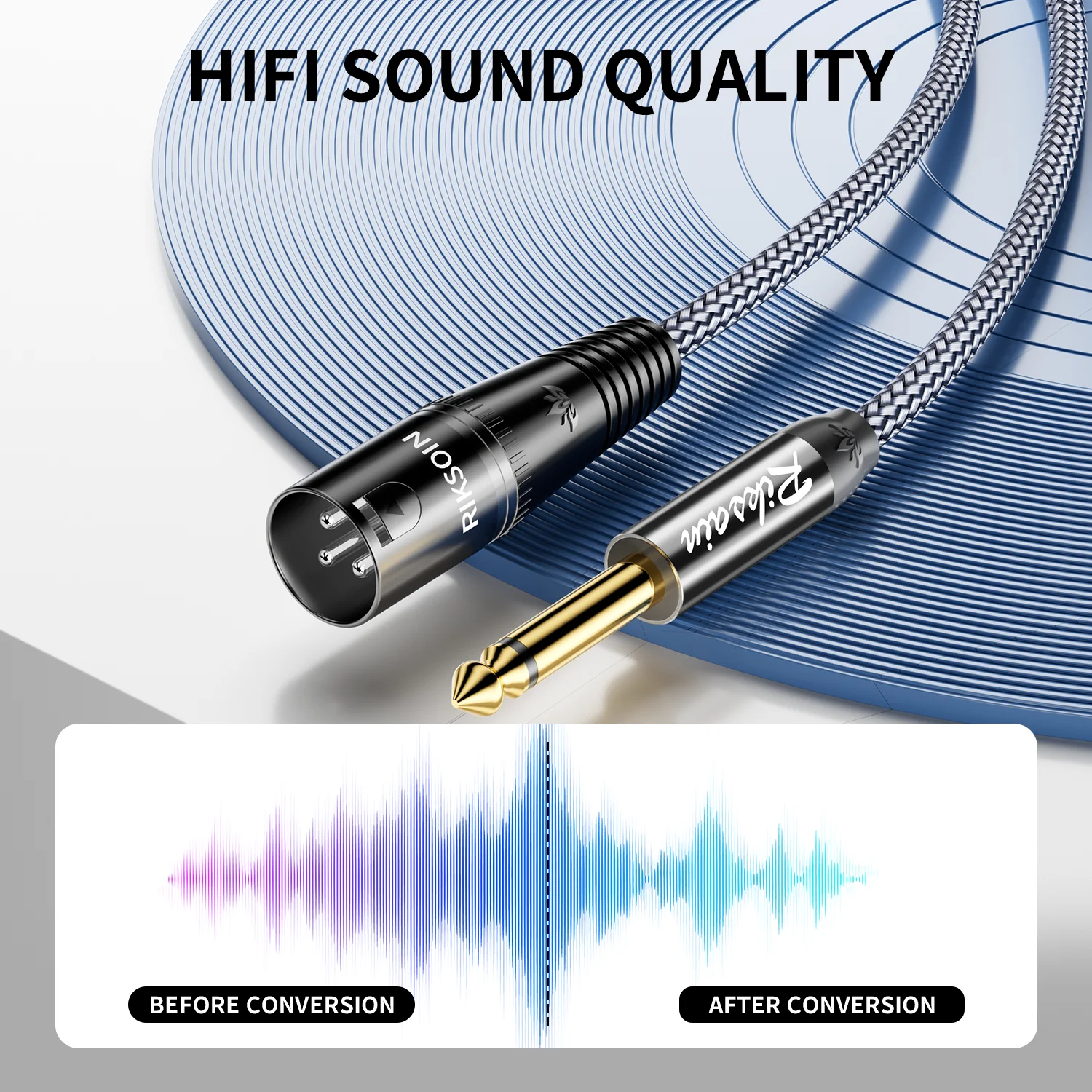 RIKSOIN XLR Cable, 1/4 Inch TS to XLR Male 6.35mm Audio Cable Interconnect Microphone Cable Quarter inch to 3PIN XLR Cable