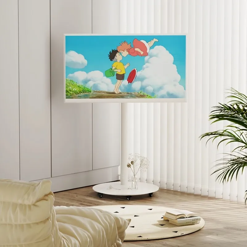Floor-Standing TV Stand,Metal Round-Disc TV Mobile Cart Floor Stand Living Room Home Use Small Apartments Modern Minimalist Ligh
