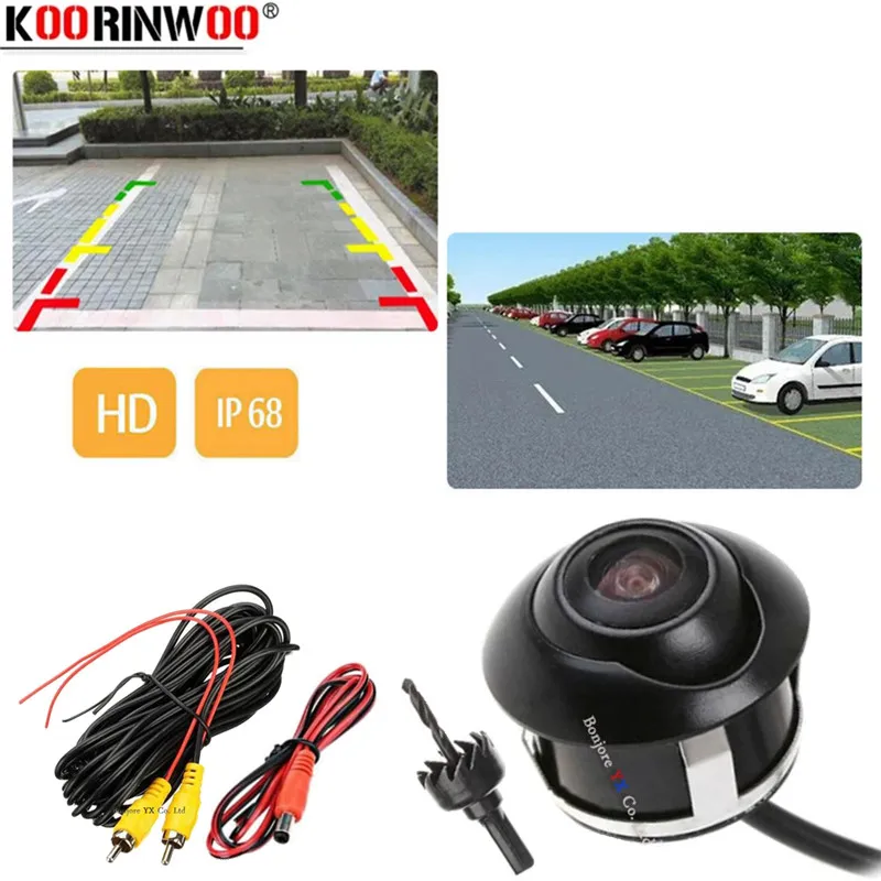

Koorinwoo вращающаяся 360 автомобильная камера, широкоугольная камера 22,5 мм, передняя камера, система парковки заднего вида, 12 В для автомобильной навигации
