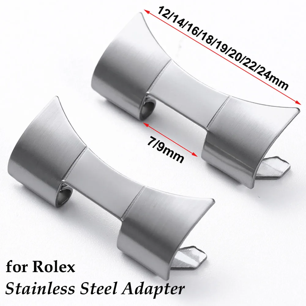 12/14/16/18/19/20/22/24mm for Rolex Stainless Steel Adapter for Seiko Curved End Link Strap Connector Watch Band Accessories