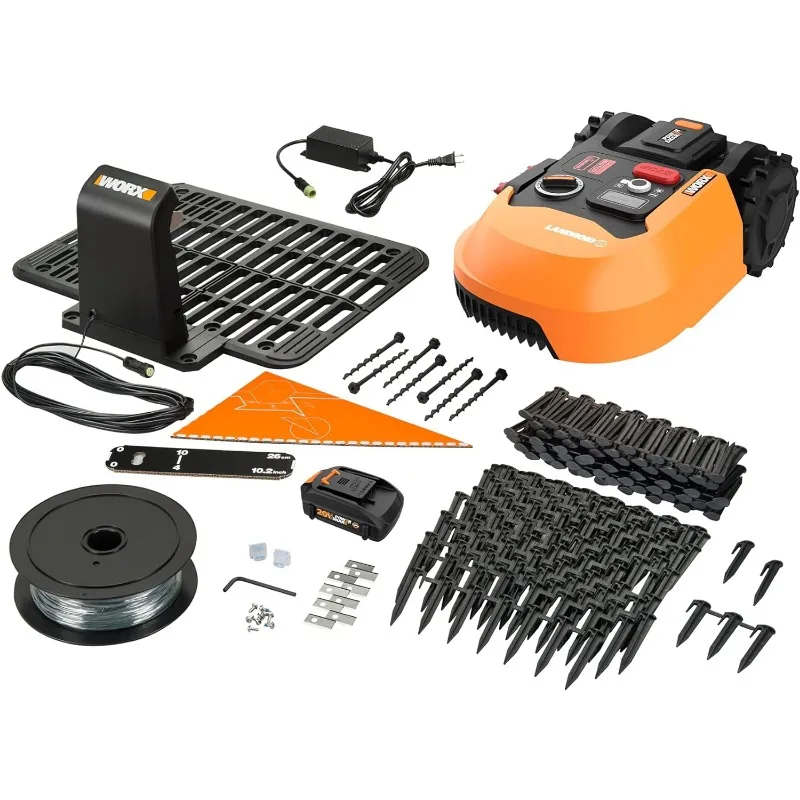 Worx-Landscape S cortador de grama robótico, 20V, 2.0Ah, 1/8 Acre, 5,445, Sq FMount Power Share - WR165 bateria e carregador incluídos