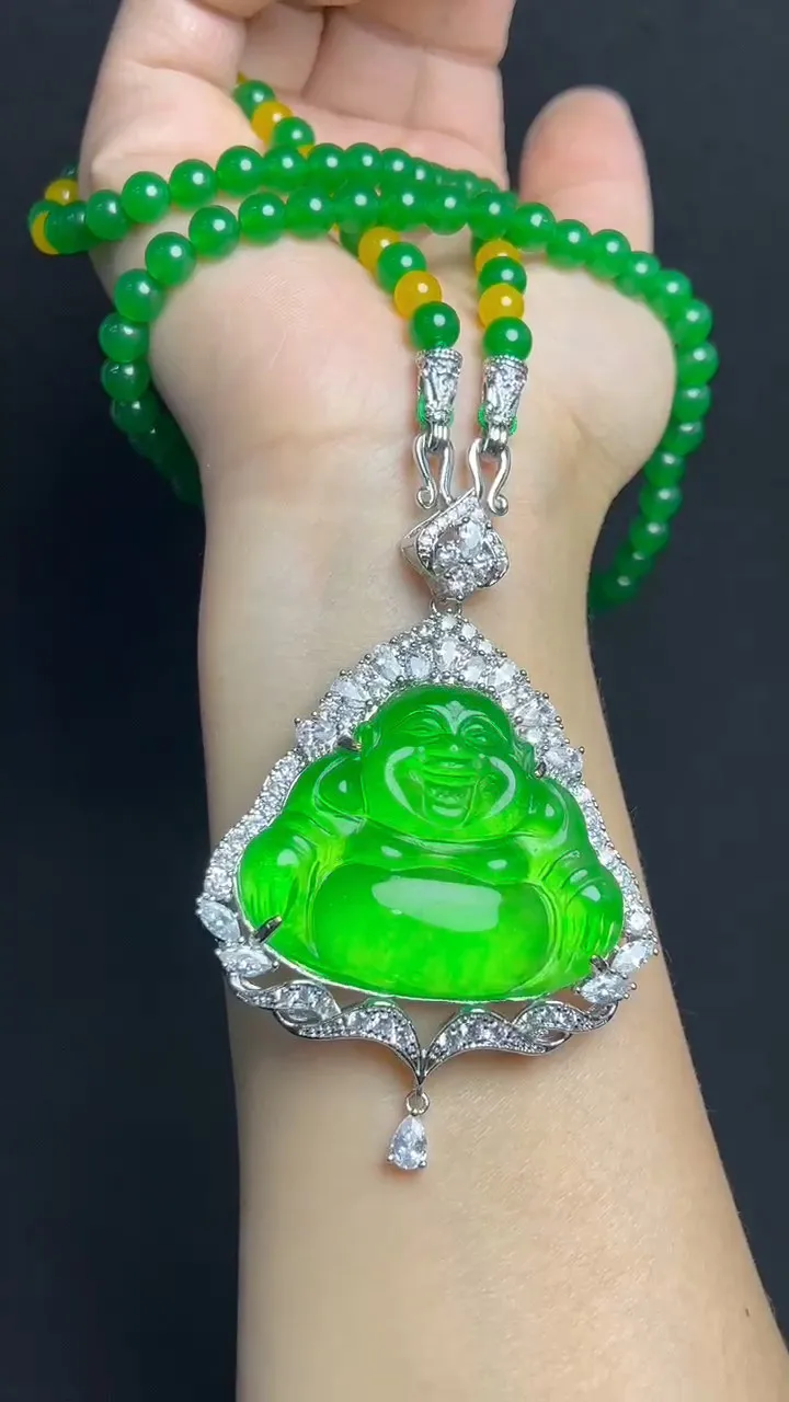 AAA Real Natural Ice Green Jade Jadeite amulet Pendant&Necklaces jewelry