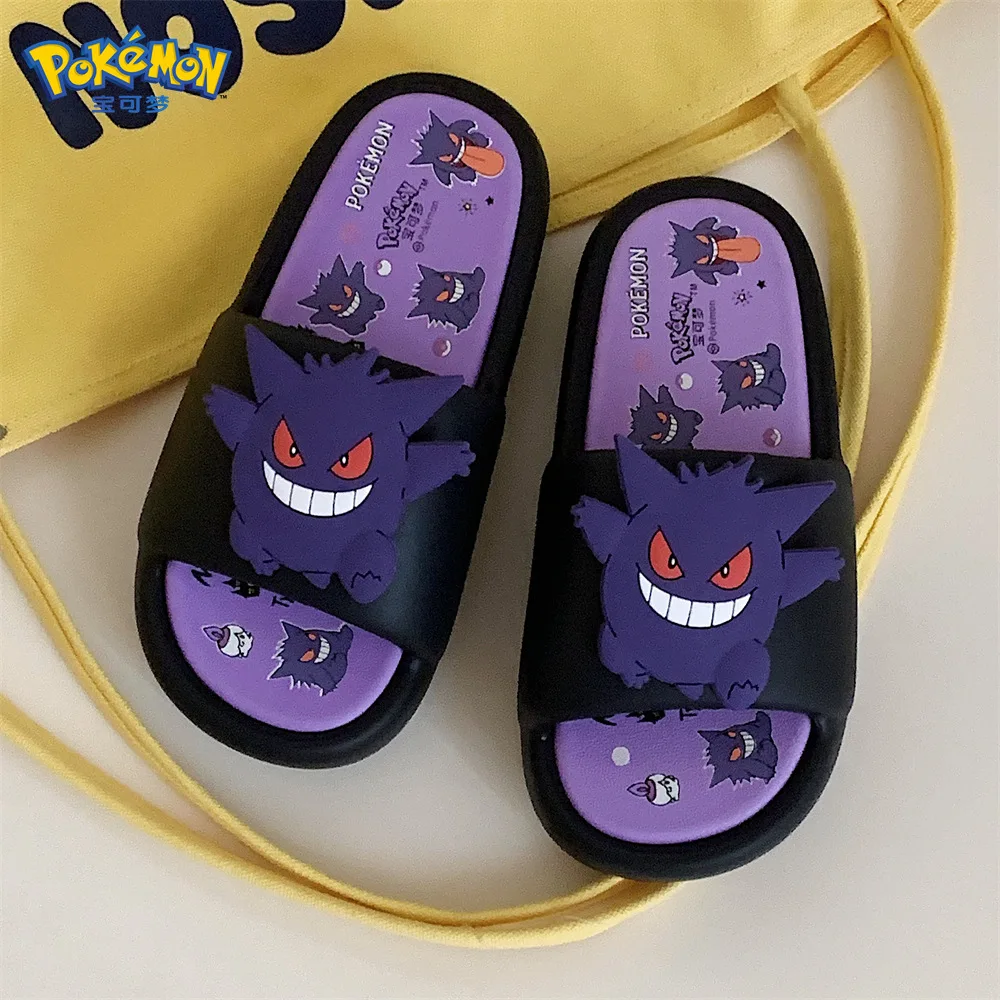 Kawaii Pokemon Anime Peripherals Gengar Cartoon Outdoor Sandals Summer Home Shoes Flip Flops Birthday Gift
