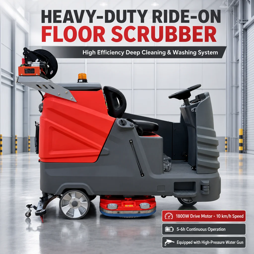 SP1230 1800W Ride On Floor Cleaning Machine 1230mm Dual Disc Sweeper Scrubber 48V 153Ah Electric Floor Cleaner for Warehouse