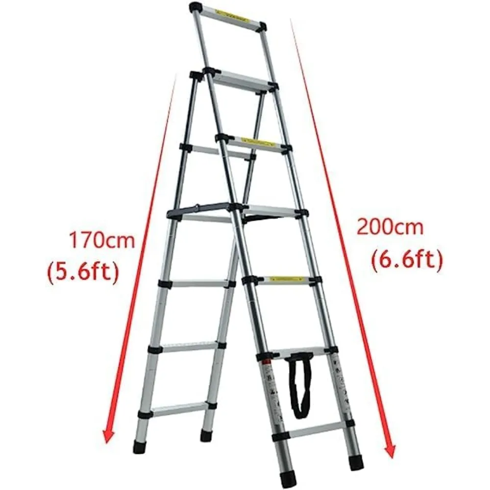 5+6 Step Telescoping Ladder Aluminum Extension Step Ladder Herringbone ,Ladder A-Frame Lightweight Folding Ladder Portable