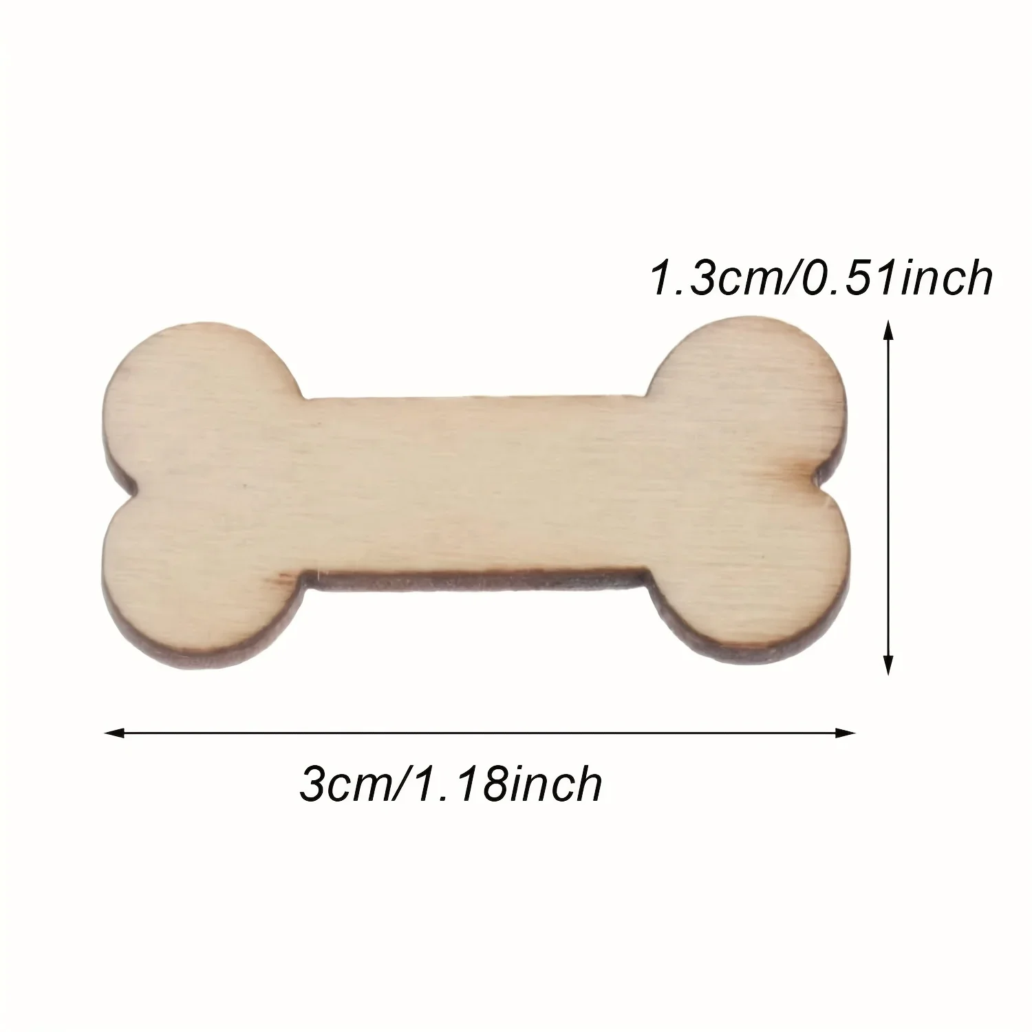 100pcs Wooden Dog Bone Cutouts Unfinished Wood Dog Bone Slice Blank Bone Shaped Ready to Paint Wood DIY Craft Embellishments