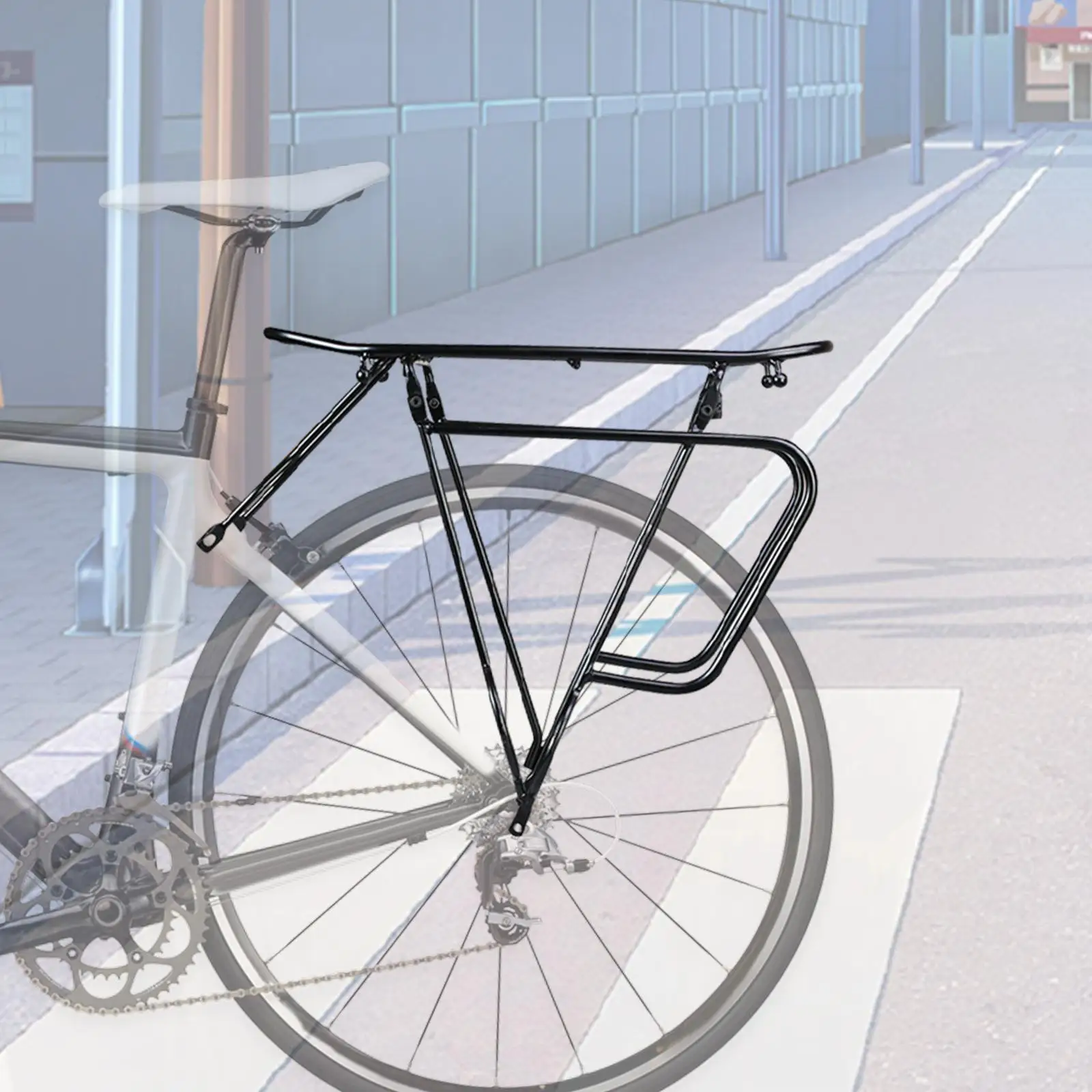 Rear Bike Rack Heavy Duty Steel Bicycle Luggage Carrier Mount Shelf for Mountain Bikes and City Rides