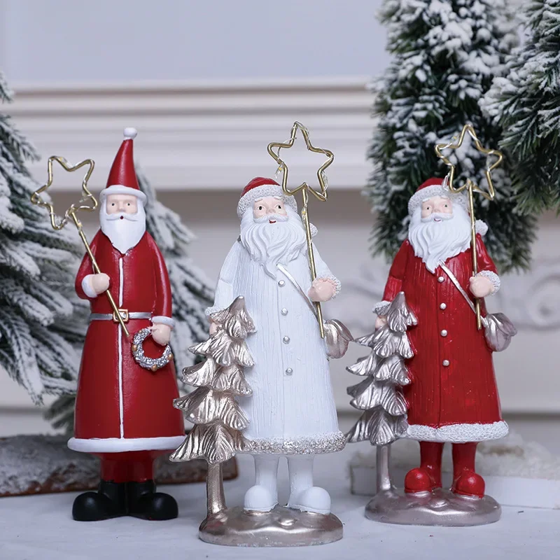Cross-border Christmas New Night Light Santa Ornament Resin Crafts Creative Home Desktop Gift