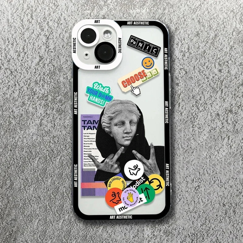 New Great Art Aesthetic David Mona Lisa Phone Case For Samsung A16 A06 A55 A35 A25 A15 A05 A54 A34 A24 A14  A53 Clear TPU Back