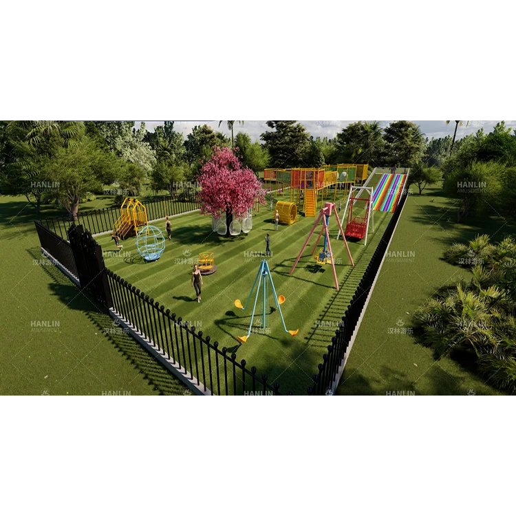 Multifunctional Eco-Friendly Wooden Metal Plastic Landscape Playground, Children's Outdoor Play Equipment, Easy Assembly
