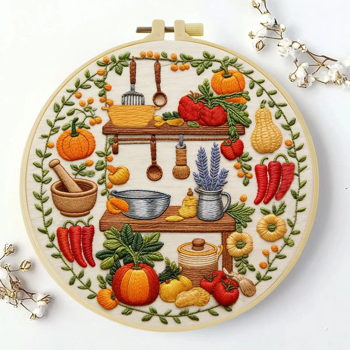 1 Stück 20X20CM/15X15CM 7,87/6,3 Zoll Küchen-Stickerei-Starter-Kit DIY-Kit DIY-Stickerei-Set Handarbeiten Malerei – Detail 2