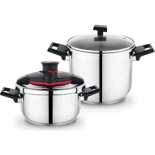 Schafer Tempo 2'li Pressure Cooker Set 4 + 6,5 L Red Black