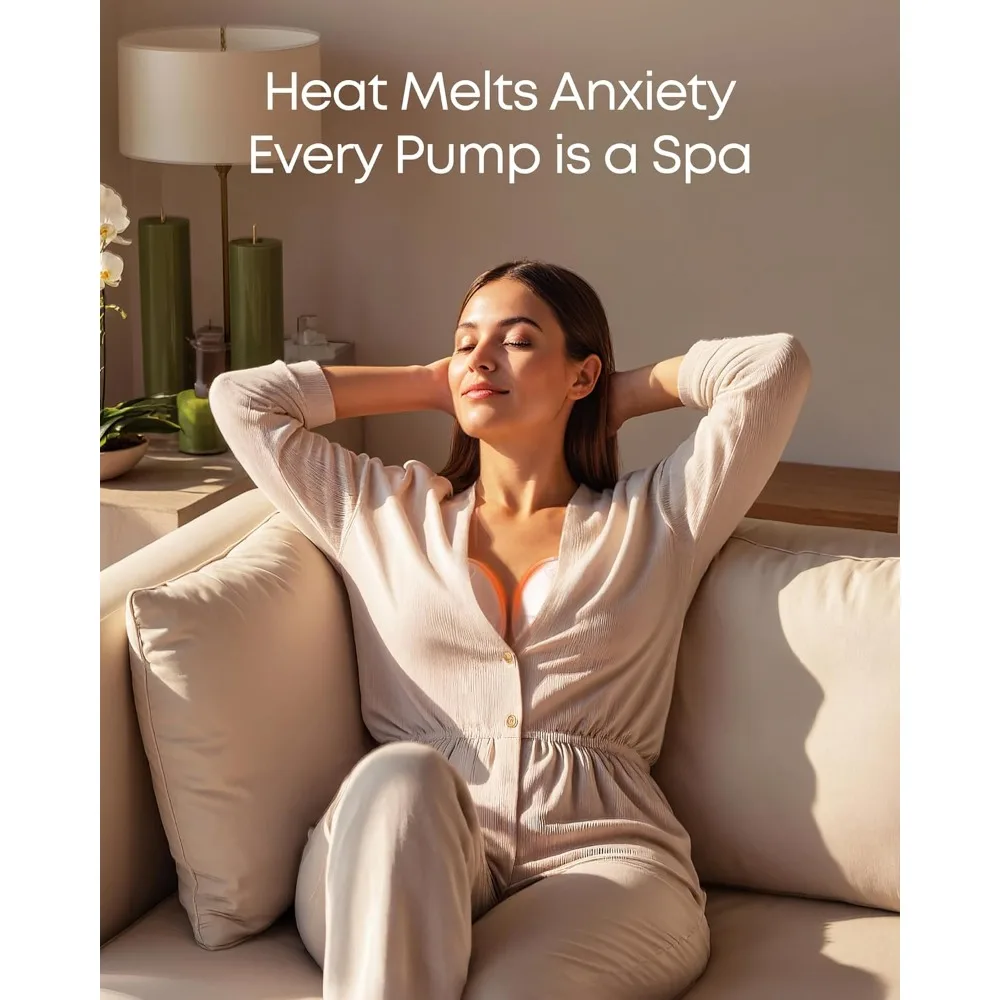 Heated Wearable Breast Pump Hands-Free with HeatFlow Tech Wireless Charging Case App-Controlled OptiRhythm Hospital Grade