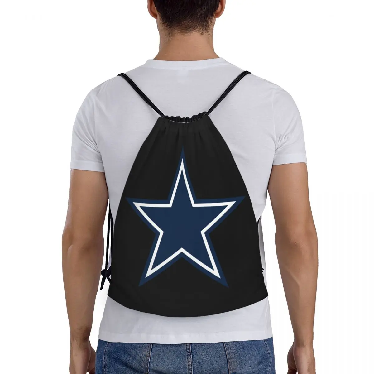 Cowboy Star Drawstring Backpack Women Men Sport Gym Sackpack Portable Training Bag Sack