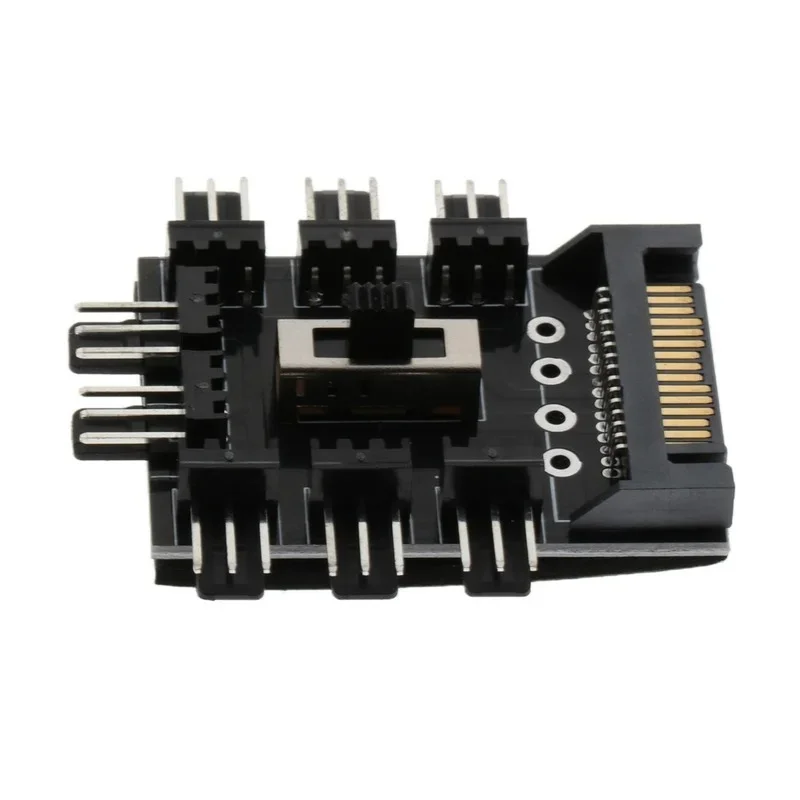 Ventilador Hub de 1 a 8 3 pines Pwm Sata Molex Splitter PC Cable de minería 12V Power supply Cooler Speed Controller 4pin/SATA adaptador
