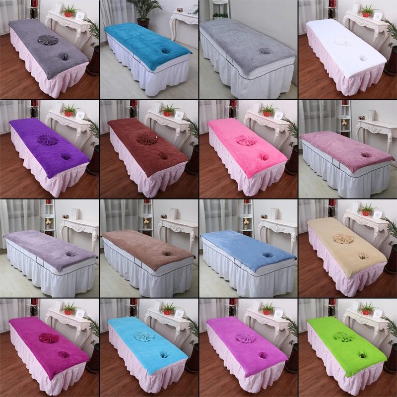 Thickened Beauty Bedsheet Cosmetic Salon Sheets Massage Treatment Soft Sheets Spa SPA Bed Table Cover Sheets with Hole