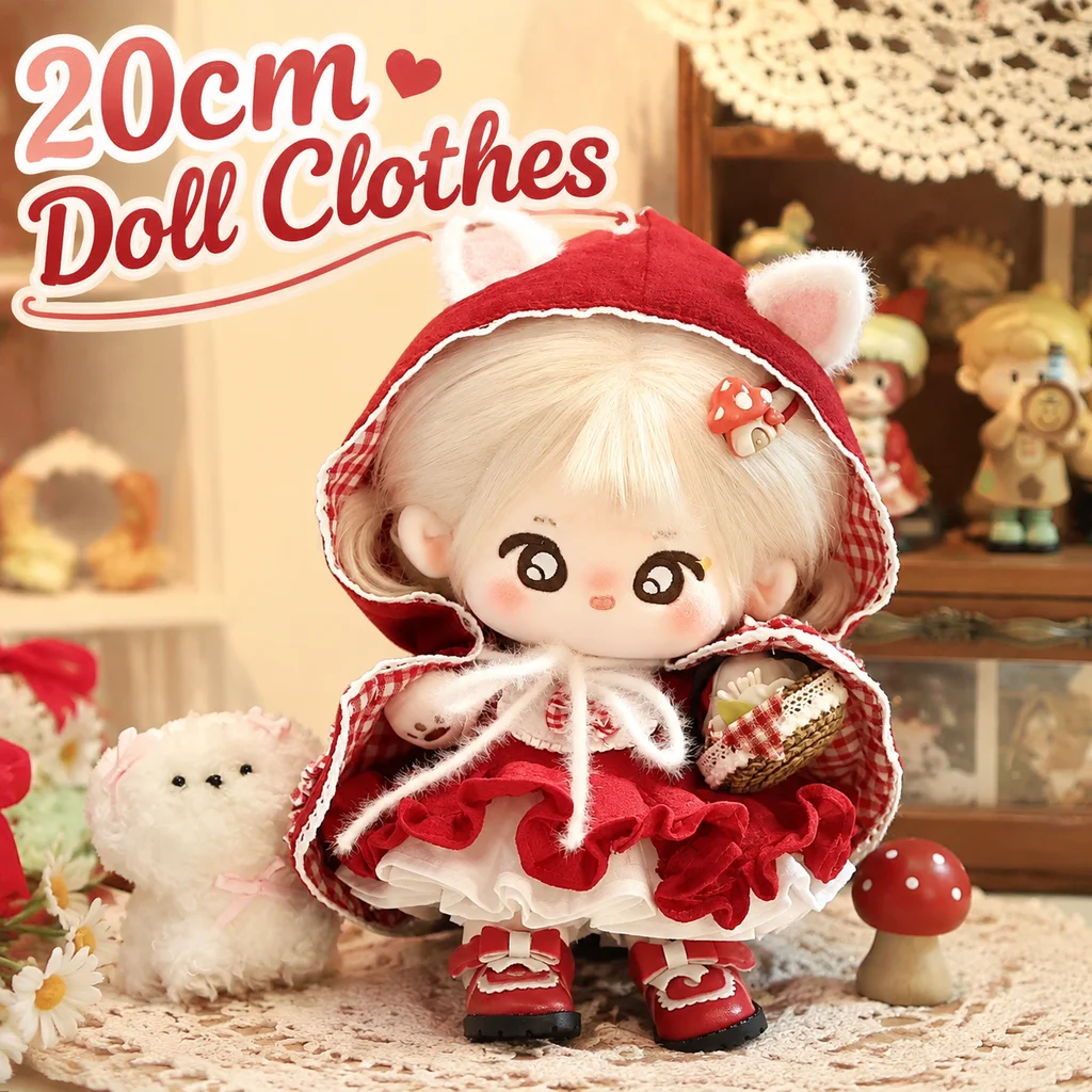20cm Cotton Doll Clothes Little Red Riding Hood Fairy Tale Lovely Cat Ears Cloak And Skirt No Attribute Clothing