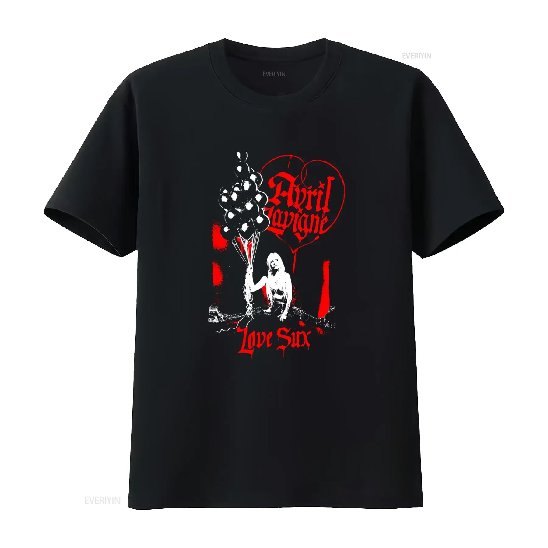 Avril Lavigne Love Sux T Shirt Rock Style with Balloon Print HA1141 vintage Washed Stylish Breathable designer clothes graphic