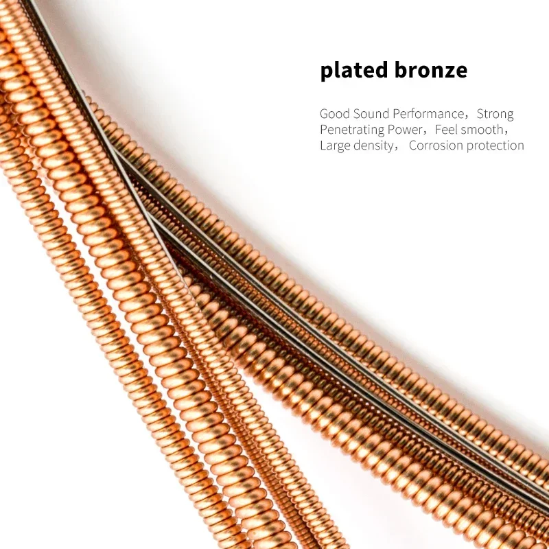 Corde per chitarra acustica Orphee TX620-P Nucleo esagonale in acciaio al carbonio medio Avvolgimento in rame rosso Corde per principianti Parti acustiche