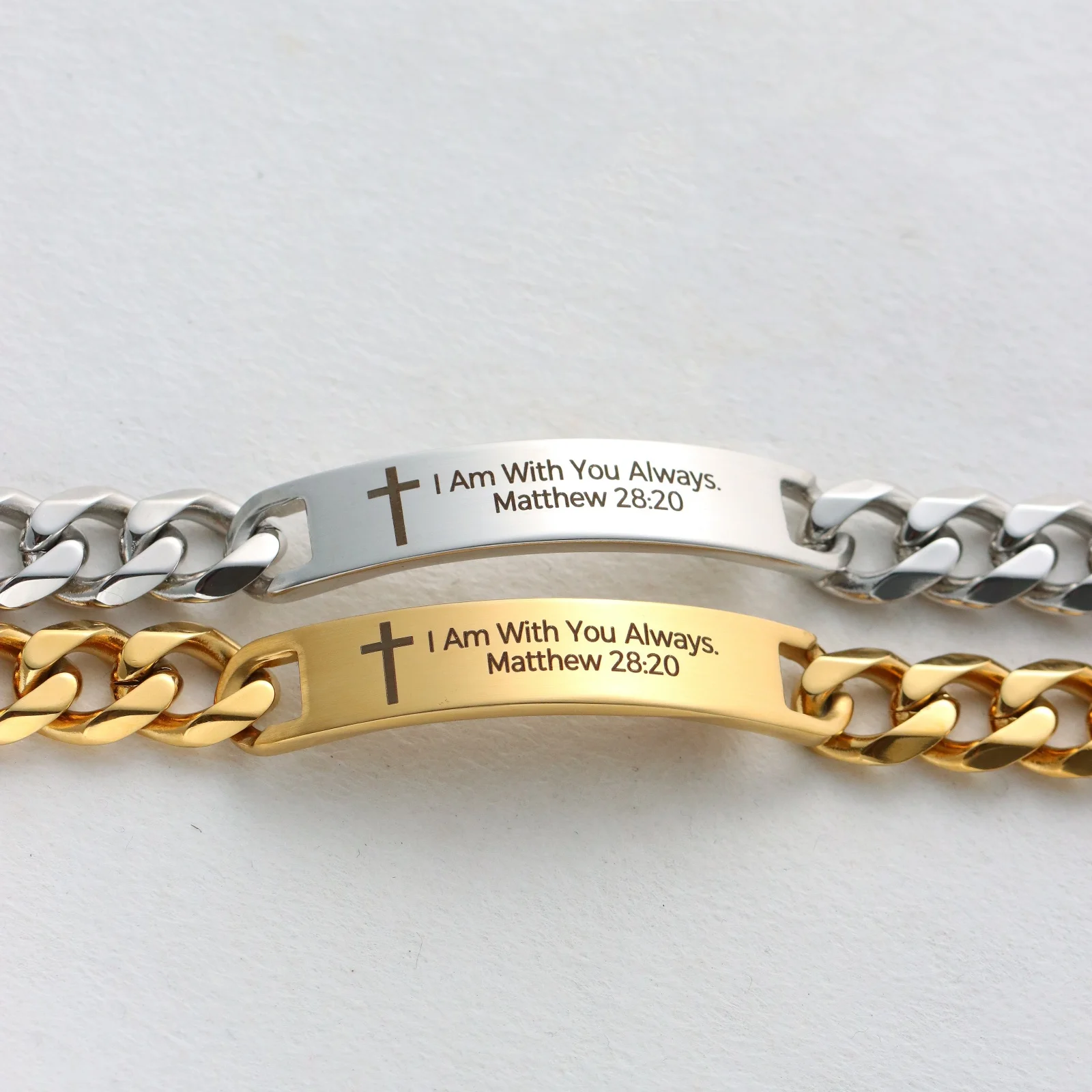 

Religious Bible Verse Bracelet Scripture Quotes Inspirational Bracelet Faith Christian Stainless Steel Cuban Chain Men Bracelet