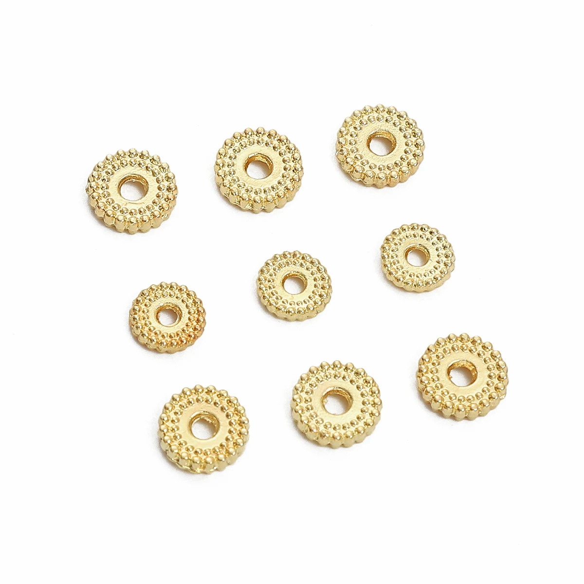 2/50pcs 6/8mm Gold Plated Flat Wheel Round Spacers Loose Metal Spacer Beads for Jewelry Making DIY Bracelet Necklace Accessories