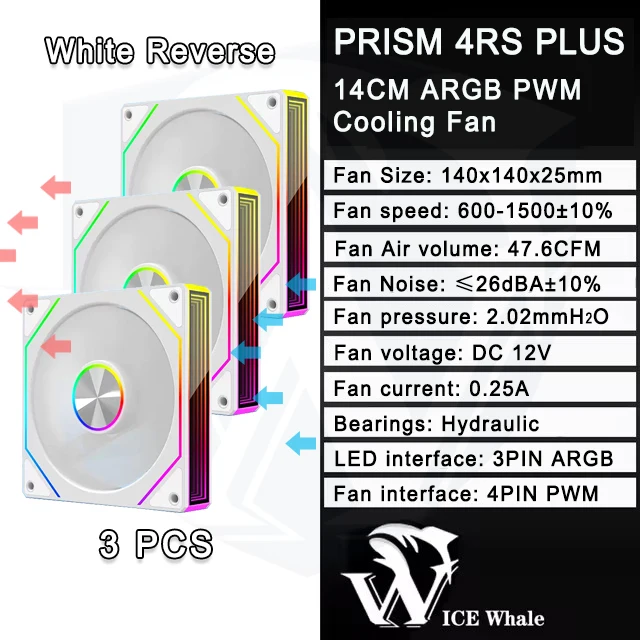 ICE Whale Prism 4RS Plus ARGB PC Case Fan 14cm Infinity Mirror Design Motherboard Light Sync 4PIN PWM CPU Cooler Fan Ventilador image 3