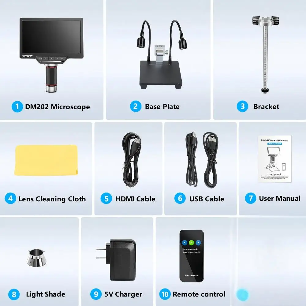 TOMLOV DM202 Digital Microscope DM201 Pro HDMI Microscop LED 10\