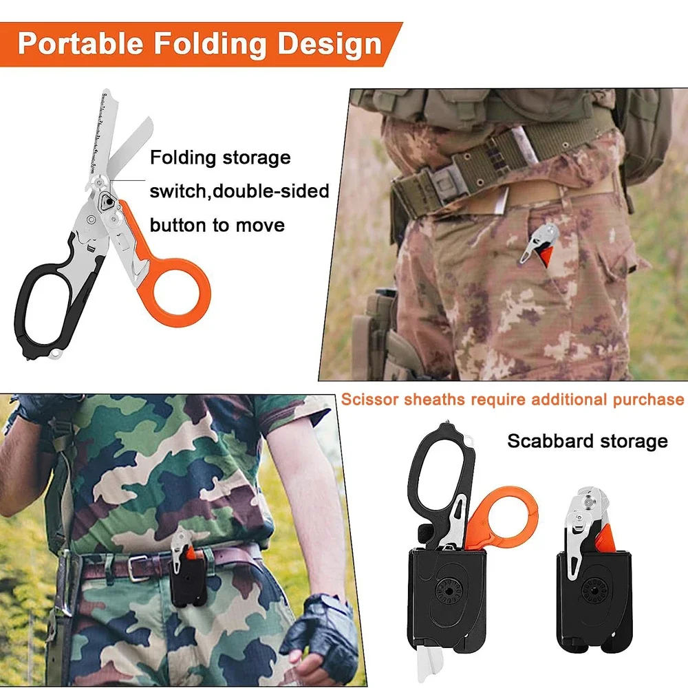 Multifunction Scissors Raptors First Aid Expert Tactical Stainless Steel Folding Scissors Outdoor Tool Combination Gadget