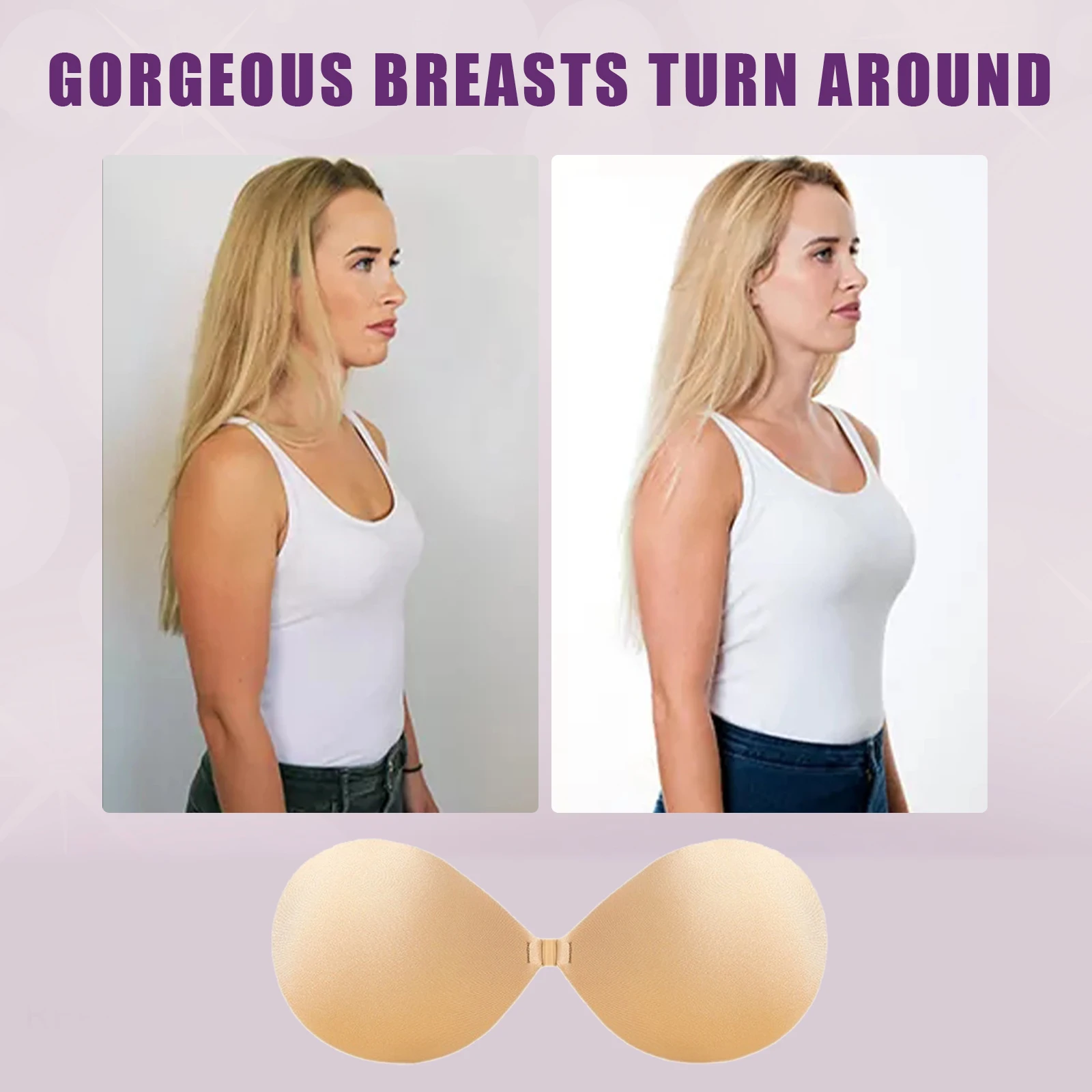 

Invisible Strapless Self-adhesive Breast Patches Make the Breasts Fuller Reusable Chest Patches Silicone Women's Underwear