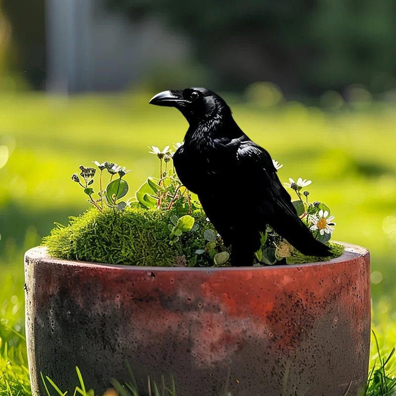 Halloween Undead Crow Acrylic Garden Decoration Dark Theme Outdoor Courtyard Plant Pot Filler Spooky Pile Decoration 1PCS