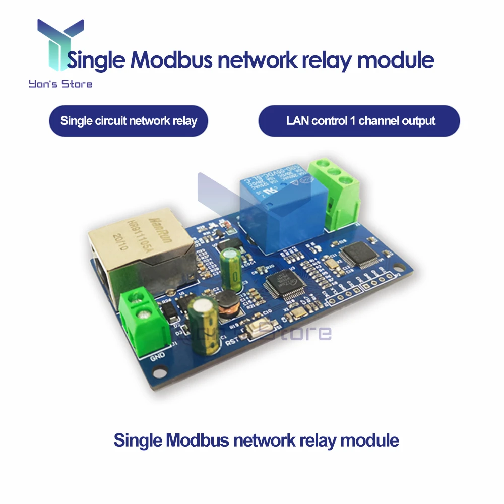 Modbus RTU Single Network Relay Module 32-bit MCU STM32F103C6T6 Onboard W5500 TCP/IP protocol Ethernet LAN Control 1 Way Output