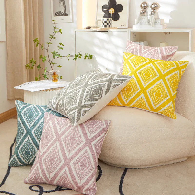 45x45cm New Embroidered Pillow Cover Geometry Soft Cushion Cover Decoration Pillowcase for Sofa Seat Living Room Home Decor