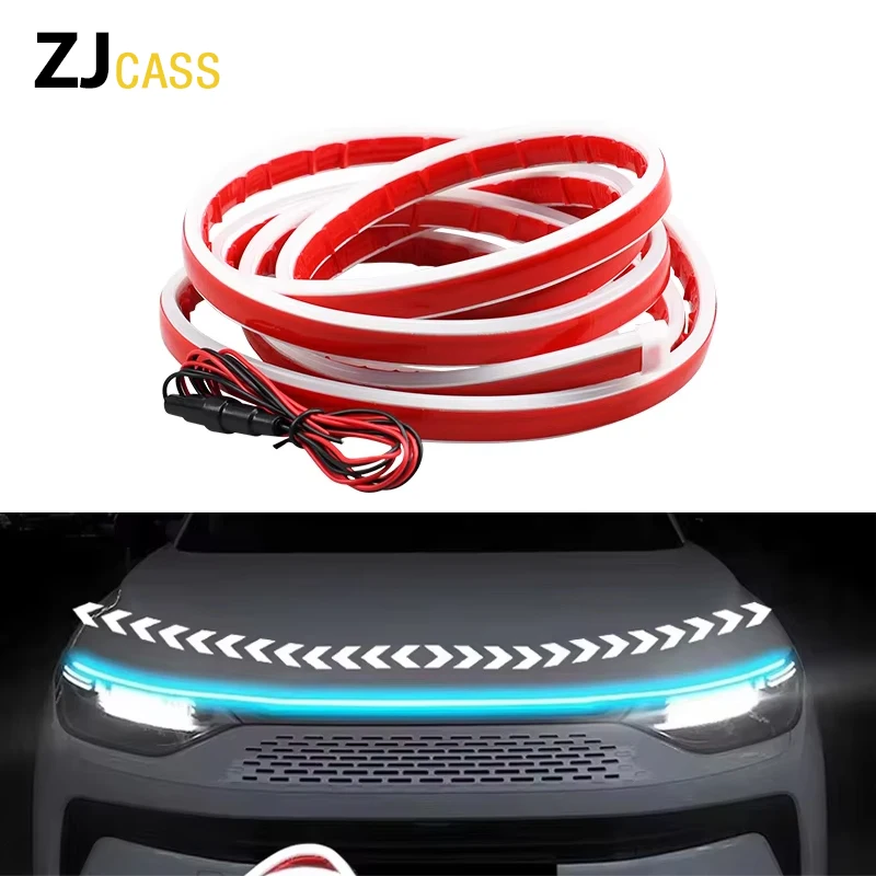 12V Car LED Daytime Running Light 1.5m/1.8m/2m/2.2m/2.4m  Scan Starting Car Hood Light Strip Waterproof Auto Decorative Neon Lam