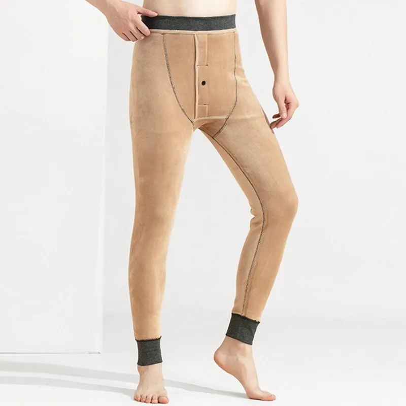 

Fleece Long Johns Men Winter Thermal Eastic Leggings Tights 5XL 90KG Thicken Underwear Basic Bottoms Male Warm Underpanties